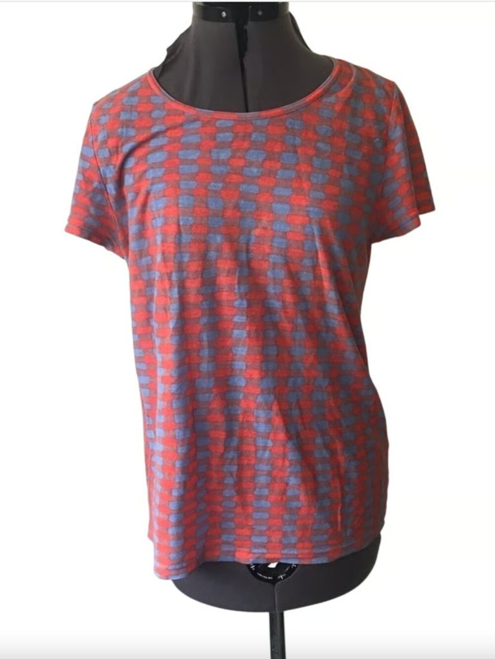 Marc x Marc Jacobs 100% Cotton Orange and Blue Graphic Check T-Shirt • Size S 🔴